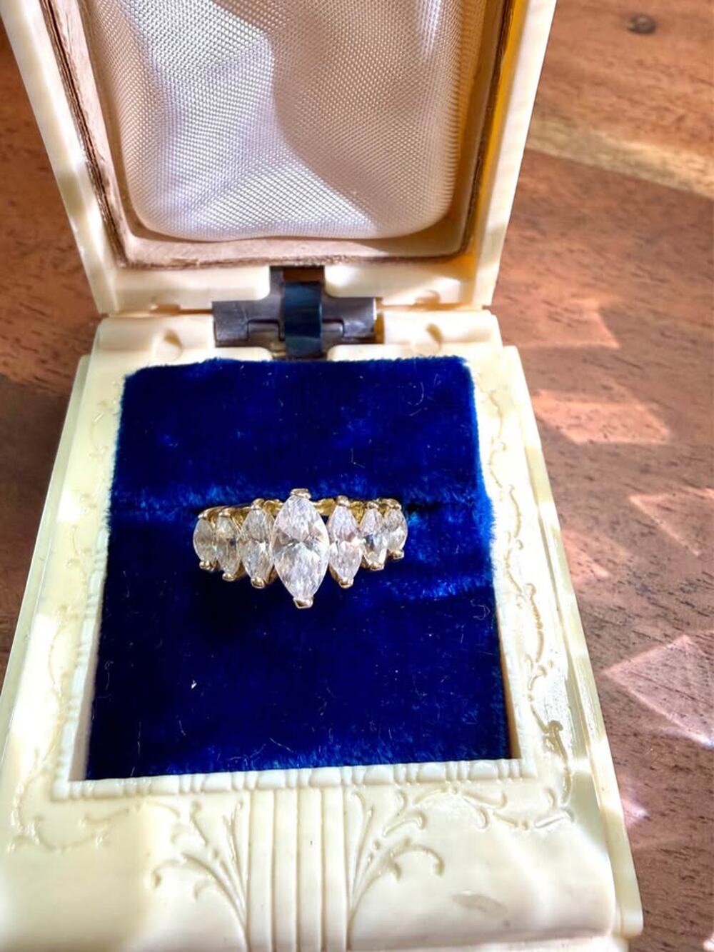 10K Yellow Gold Marquise CZ Ring - Size 7